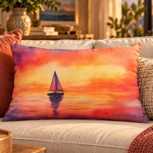 Segelboot-Sonnenuntergangs-Zierkissen Dekokissen
