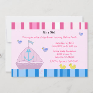 Segelboot und Anchor Baby Girl Dusche Einladung