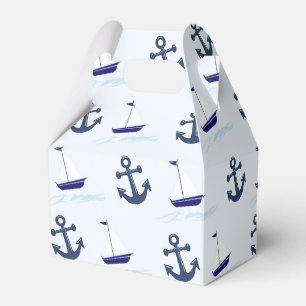 Segelboot und Anchor Muster Blau Geschenkschachtel