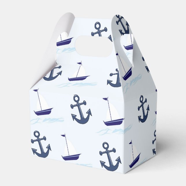 Segelboot und Anchor Muster Blau Geschenkschachtel (Rückseite)