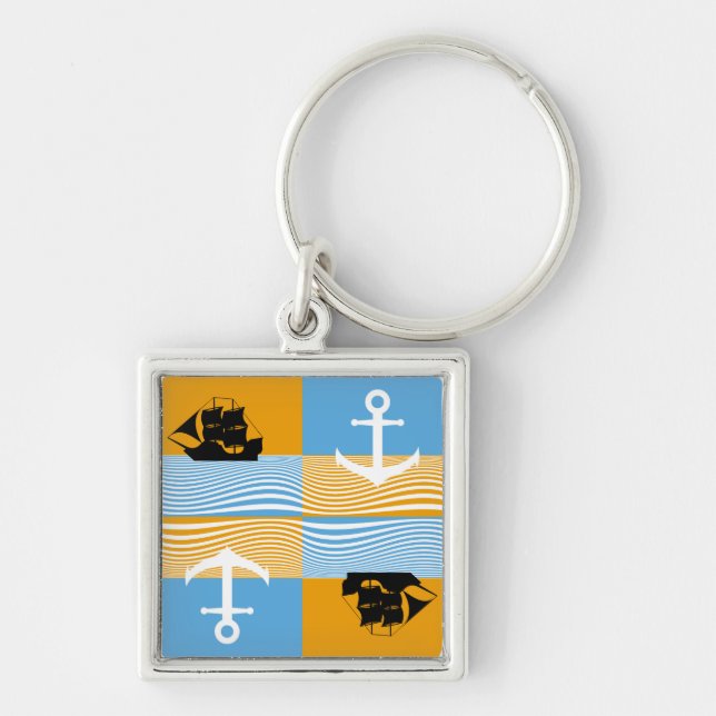 Segelboot und Ankermuster Schlüsselanhänger (Vorne)