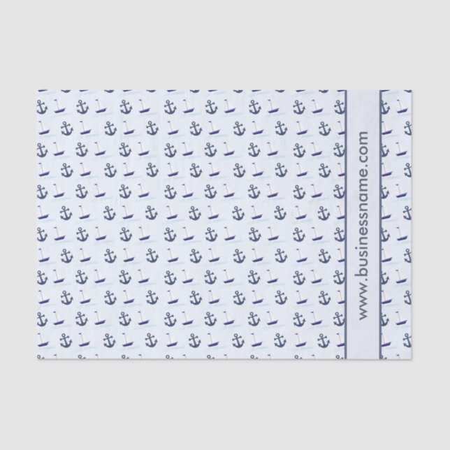 Segelboot und Ankertext Seidenpapier (Vorderseite)