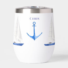 Segelboot und Blaue Ankerweine Cooler