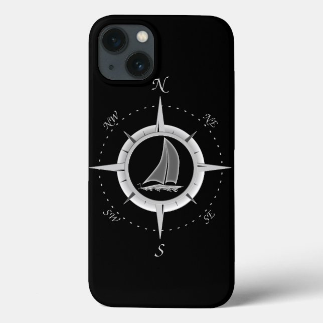 Segelboot-und Kompass-Rose Case-Mate iPhone Hülle (Rückseite)