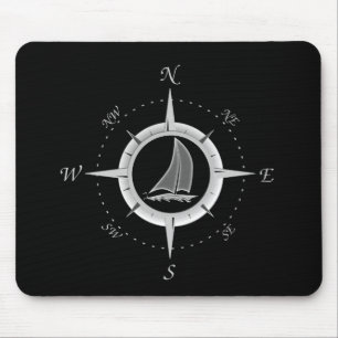 Segelboot und Kompassrose Mousepad