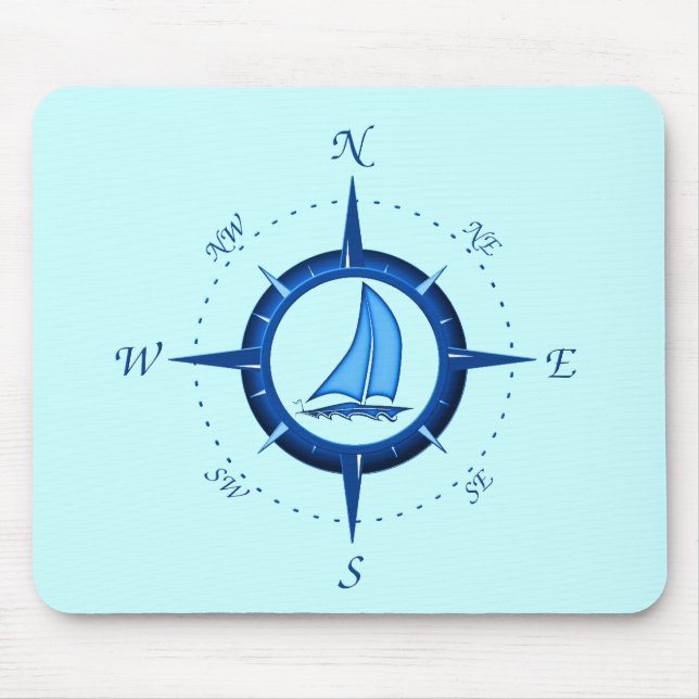 Segelboot und Kompassrose Mousepad (Vorne)