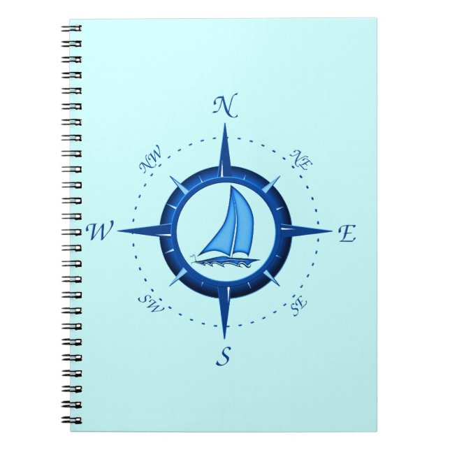 Segelboot und Kompassrose Notizblock (Vorderseite)