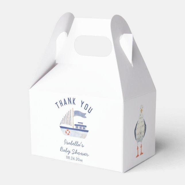 Segelboot und Seagull Danke, Boy Baby Dusche Geschenkschachtel (Vorderseite)