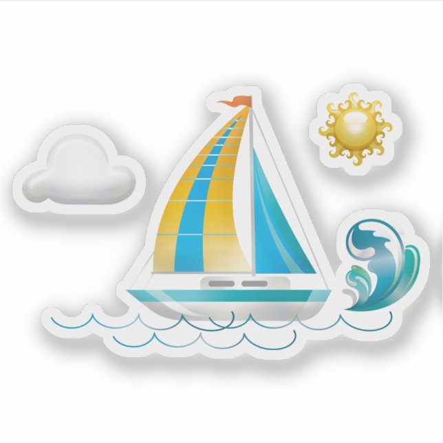 Segelboot und Sonnenschein Aufkleber (Vorderseite)