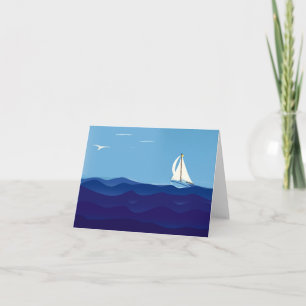 Segelboot und Wave Blank Note Card Karte