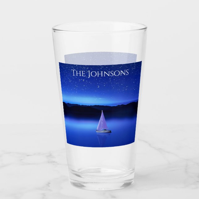 Segelboot unter dem Sternenhimmel Glas (Vorderseite)