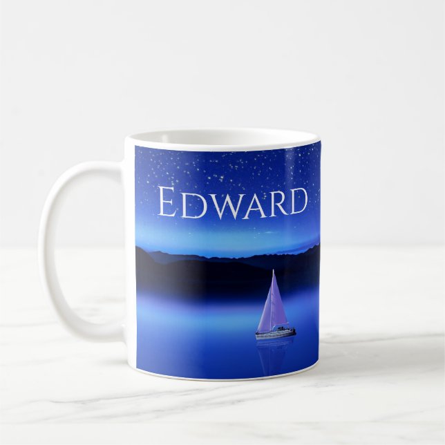 Segelboot unter dem Sternenhimmel Kaffeetasse (Links)