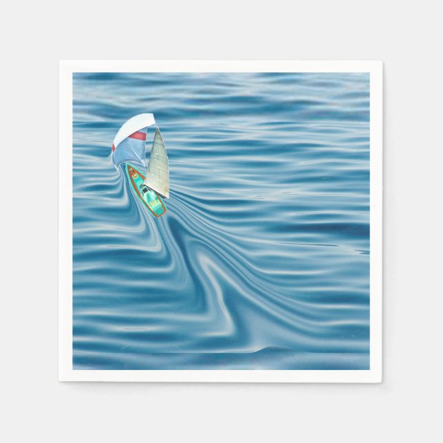 Segelboot unter Vollsegel und Spinnaker Serviette (Vorderseite)