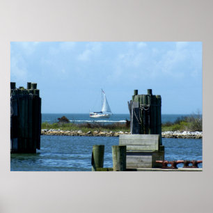 Segelboot verlassend Silbersee auf der Insel Ocrac Poster