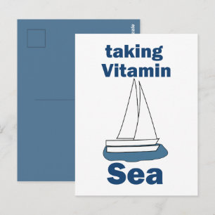 Segelboot Vitamin Meer Lustiger Nautilus-Zitat Postkarte