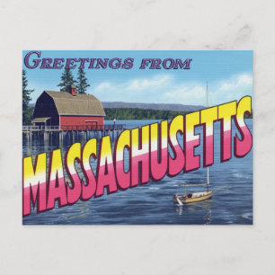 Segelboot vor Massachusetts Boathouse Postkarte