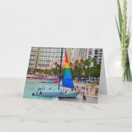 Segelboot, Waikiki Beach, Oahu Card Karte