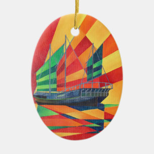 Segelboot weg Junk Pleasure Keramik Ornament