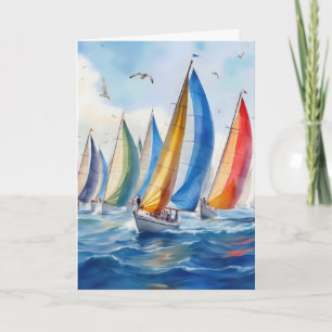 Segelboot-Wettlauf mit Spinnakern Karte