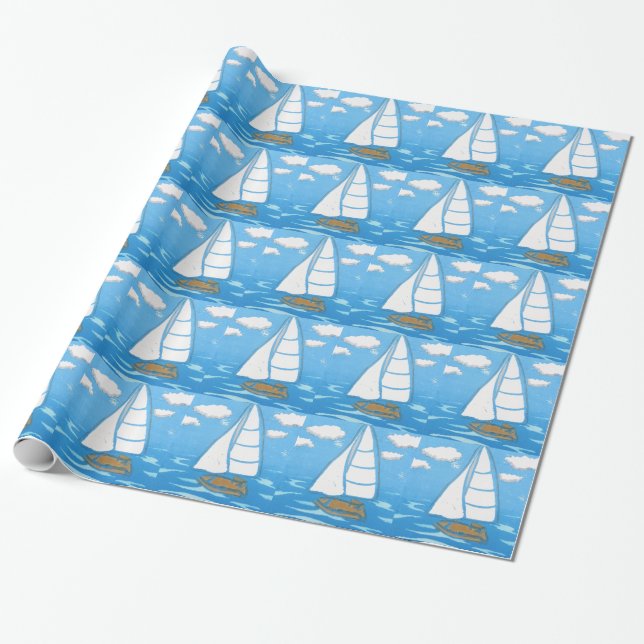 Segelboot-Wrapper Geschenkpapier (Ungerollt)