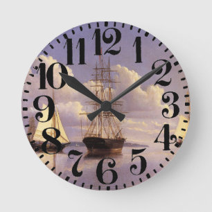 Segelboot-Yacht-Boots-Scherer-Schiffs-Wanduhr Runde Wanduhr