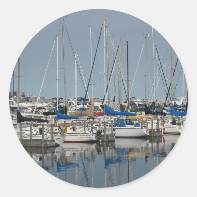 Segelboot.Yachten Runder Aufkleber (Vorderseite)