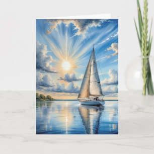 Segelboot zum Geburtstag im Sonnenschein Karte