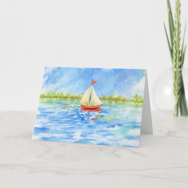 Segelboot zum Geburtstag Reflektion Entspannen Gen Karte (Vorderseite)