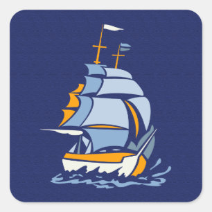 Segelbootaufkleber, kundengerecht quadratischer aufkleber
