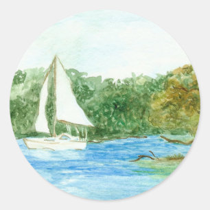Segelbootaufkleber Runder Aufkleber