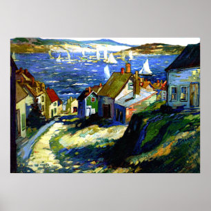 Segelboote am Hafen, Kunstmalerei Poster