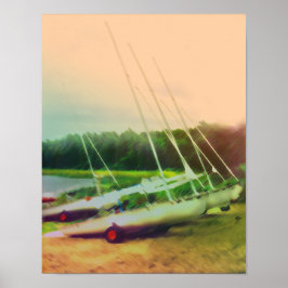 Segelboote am Strand Poster