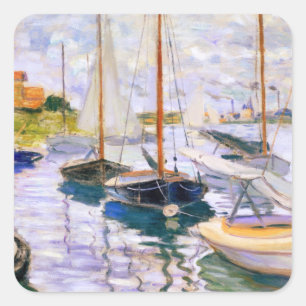 Segelboote an der Seine im Petit Claude Monet      Quadratischer Aufkleber