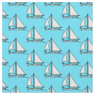 Segelboote auf blauem Seemuster Stoff