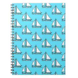 Segelboote auf Blaumeer-Muster Notizblock