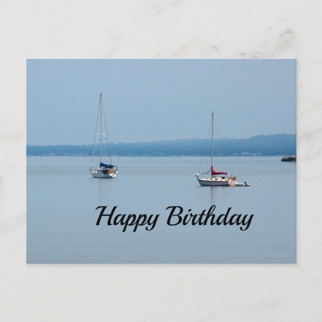 Segelboote auf dem Fluss Postkarte (Vorderseite)