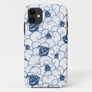 Segelboote auf dem Meeresmuster iPhone 11 Hülle