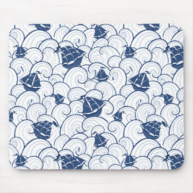 Segelboote auf dem Meeresmuster Mousepad (Vorne)