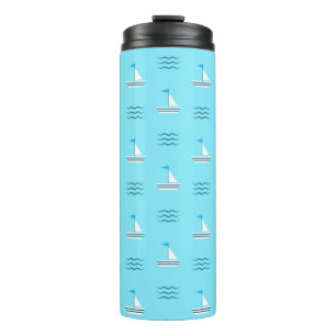 Segelboote auf dem Muster "Blaues Meer" Thermosbecher