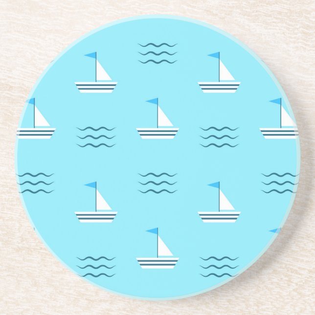 Segelboote auf dem Muster "Blaues Meer" Untersetzer (Vorne)