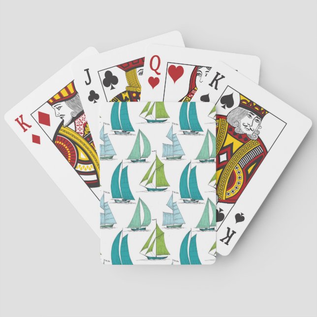 Segelboote auf dem Wasser-Muster Spielkarten (Rückseite)