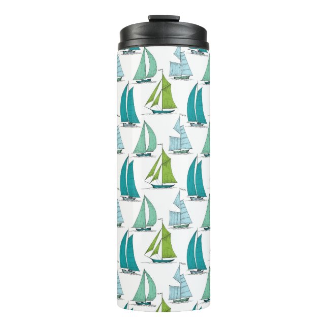 Segelboote auf dem Wasser-Muster Thermosbecher (Vorderseite)