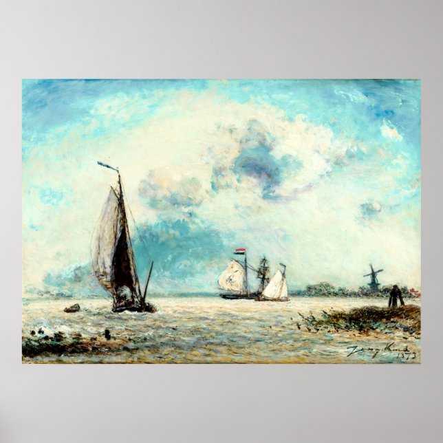 Segelboote auf der Maas von Johan Jongkind Poster (Vorne)