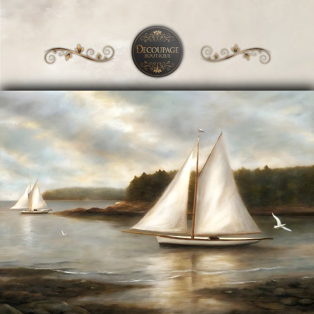 Segelboote auf der Tranquil Bay Decoupage Seidenpapier (Sailboats on Tranquil Bay Decoupage Tissue paper)
