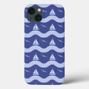 Segelboote auf einem gestreiften Seemuster Case-Mate iPhone Hülle