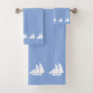 Segelboote auf Hellblau Badhandtuch Set
