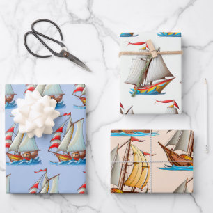 Segelboote auf See Geschenkpapier Set