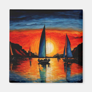 Segelboote bei Sonnenuntergang 2 Magnet