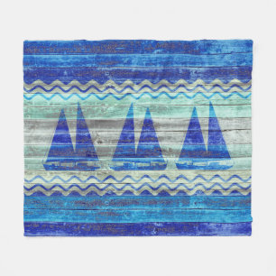 Segelboote der Rustikalen Navy Blue Coastal Fleecedecke