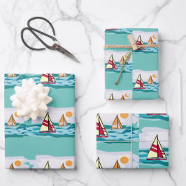 Segelboote Design Wrapping Paper Set Geschenkpapier Set